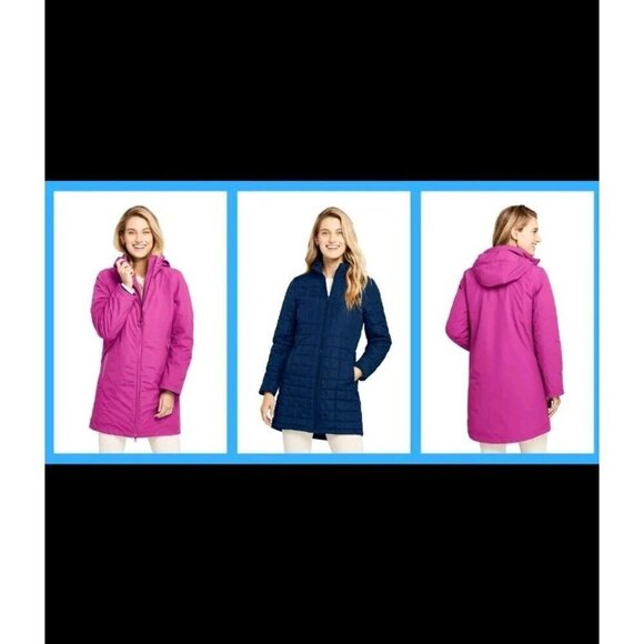Lands End Size 2-4 Xs 3 In 1 Coat Jacket Long Magenta Berry Color - Picture 9 of 14